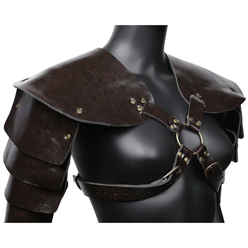 

Steampunk Medieval PU Leather Shoulder Armor Guard Viking Knight Pirate Cosplay Costume Spaulders Pauldrons Accessory Women Men