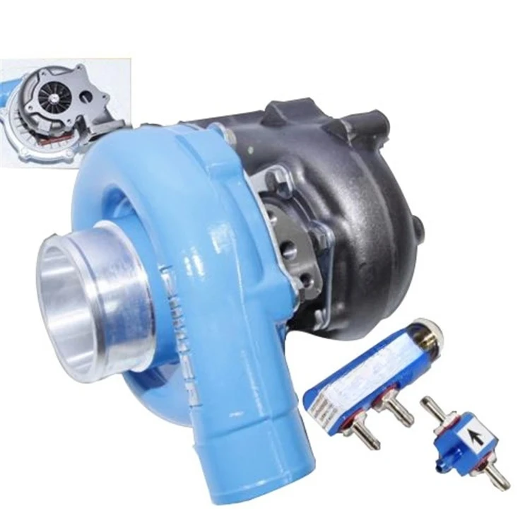 Complete Turbocharger Kit Cast Iron Manifold BLUE T3/T4 Turbo 38mm ADJ. Wastegate For 93-01 Prelude H22