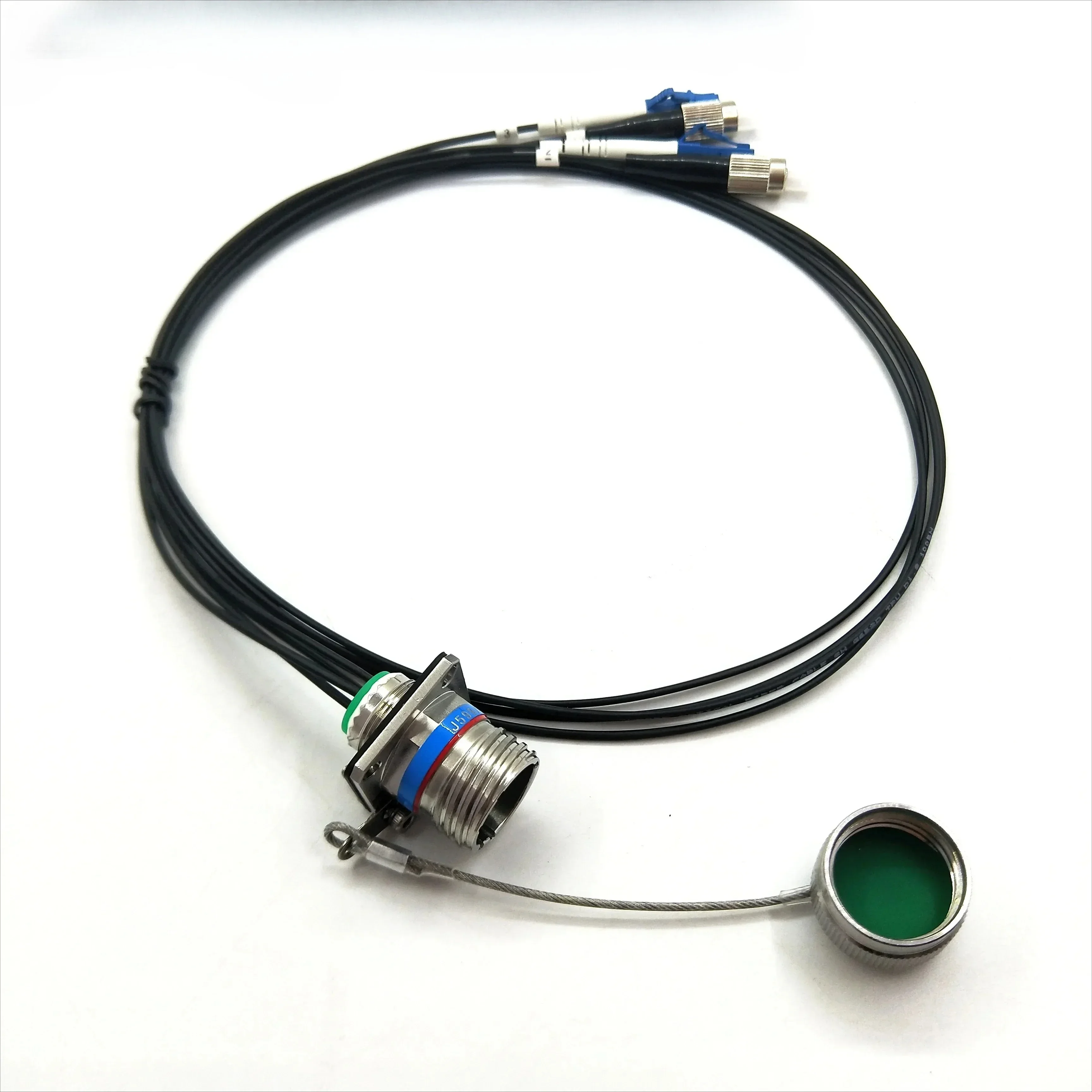 MIL-DTL-38999 Series standard circular connectors Military  4Cores socket fiber optic cable Assembly