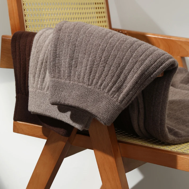 100% Merino Wool Long Thickened Pleated Knitwear Skirt Women's Autumn Winter Gentle Lady Preppy Chic Grace Style Wool Skirt