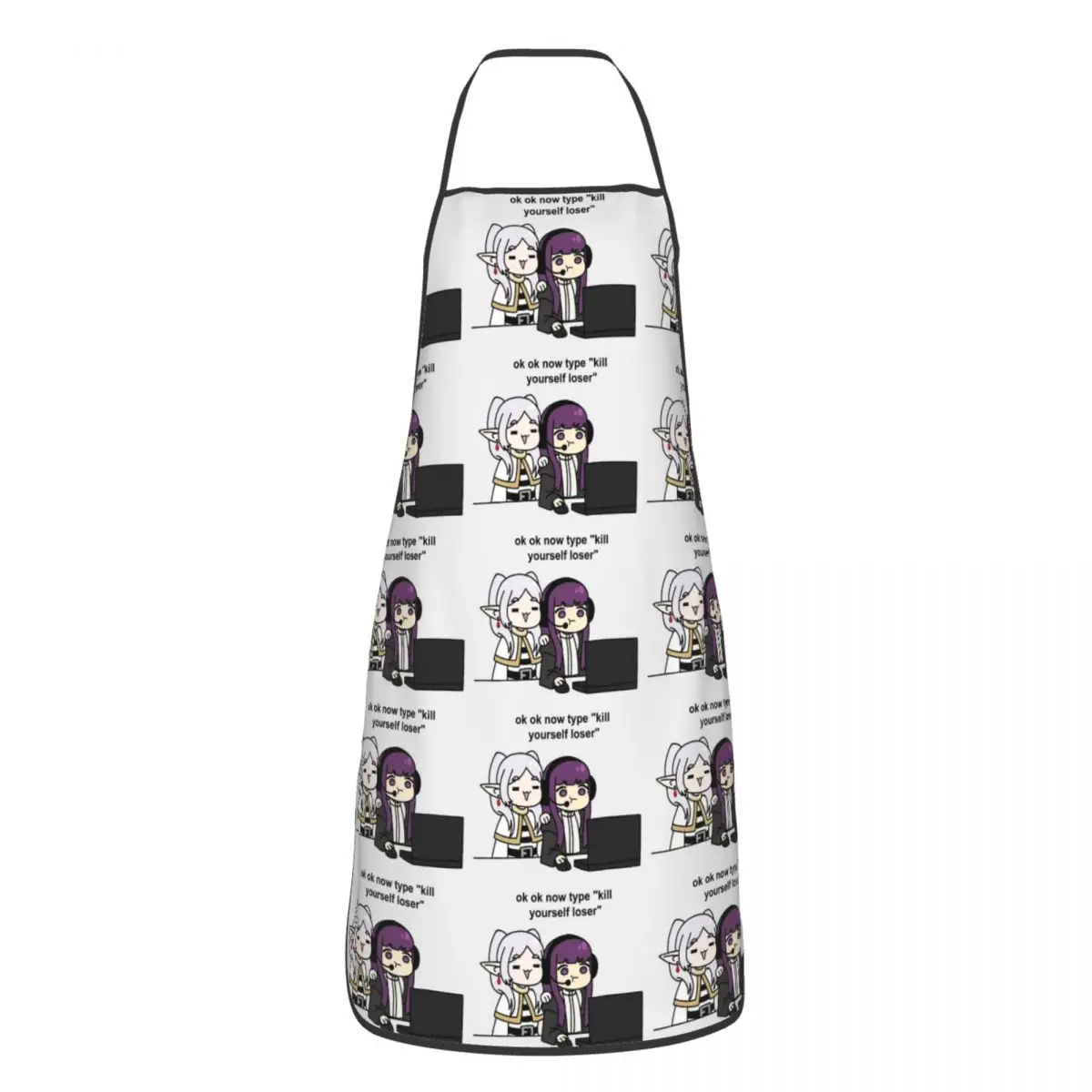 Gamer Fern And Frieren Classic Apron Chef Cooking Tablier Sleeveless Bib Kitchen Cleaning Pinafore for Women Men Gardening