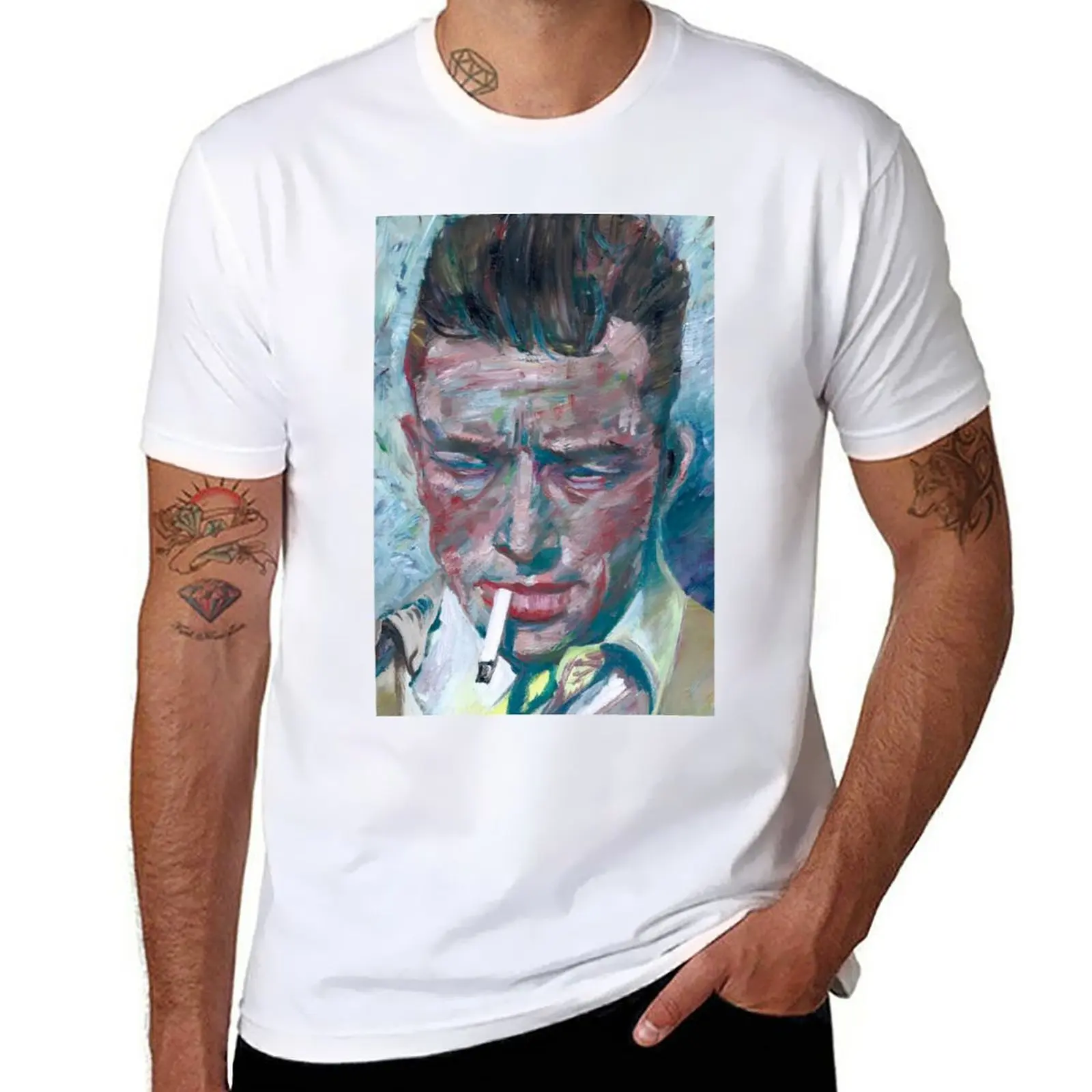 

New ALBERT CAMUS - oil portrait T-Shirt Aesthetic clothing t shirt man funny t shirts for men