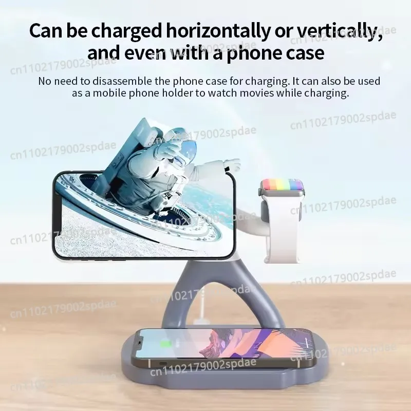 3 In 1 Magnetic Wireless Charging Stand 15W Efficient Charging Station Compatible With Quick Charge And Power Delivery Protocol