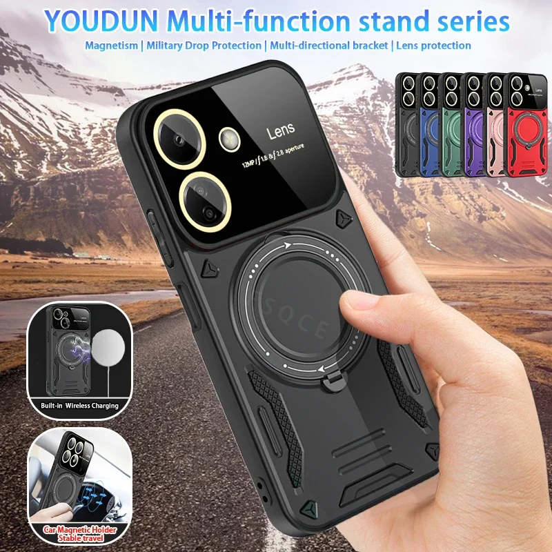 For Xiaomi Poco C65 Case Shockproof Armor Phone Case for PocoC65 Poco C65 Little C 65 Ring Holder Camera Protector Back Cover