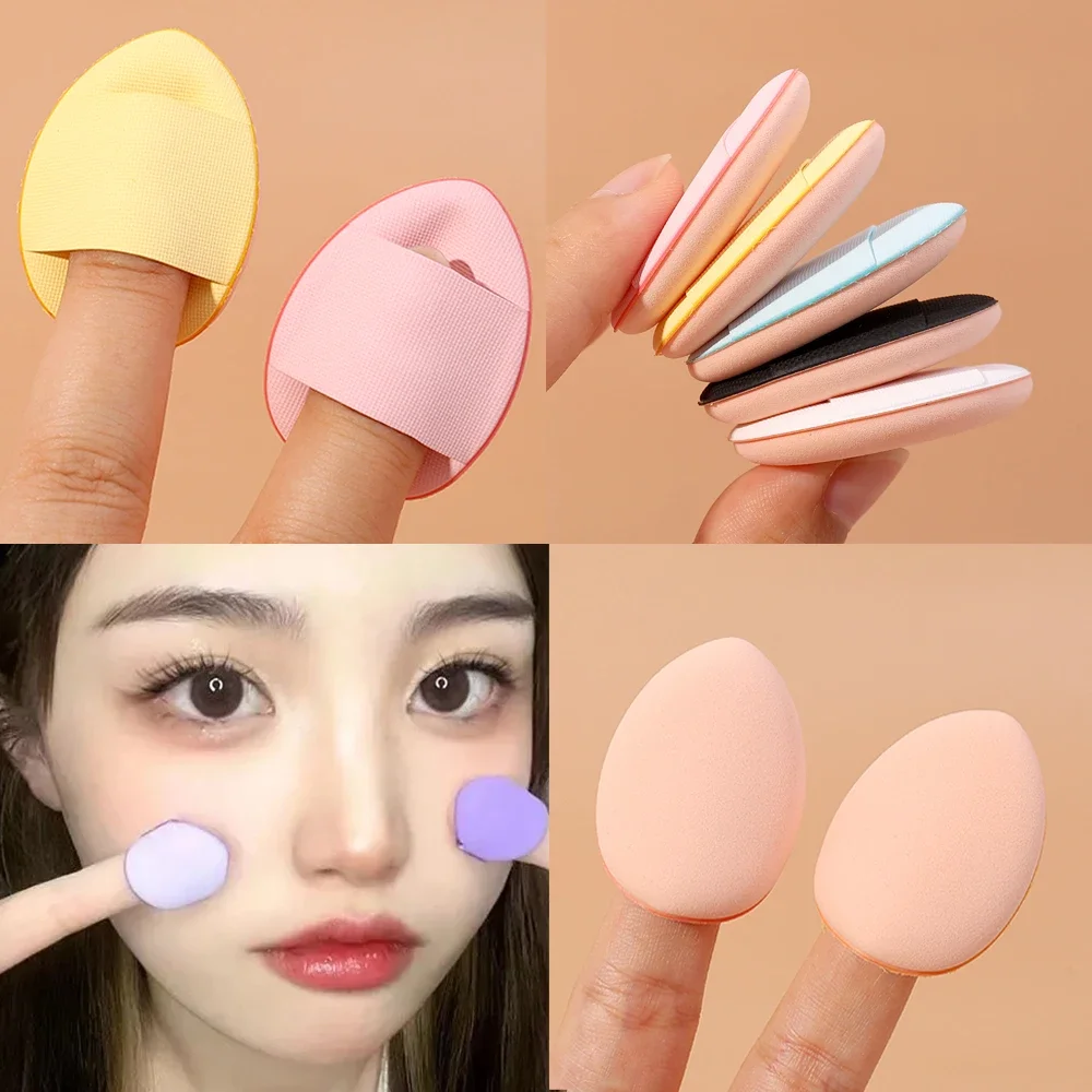 5Pcs/set Mini Finger Puff Foundation Powder Detail Makeup Sponge Face Concealer Cream Blend Cosmetic Accessories Makeup Tools