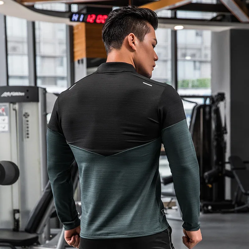 Mens Gym Compression Shirt Male Rashgard Fitness Long Sleeves Running Clothes Homme T-shirt Football Jersey Sportswear Dry Fit