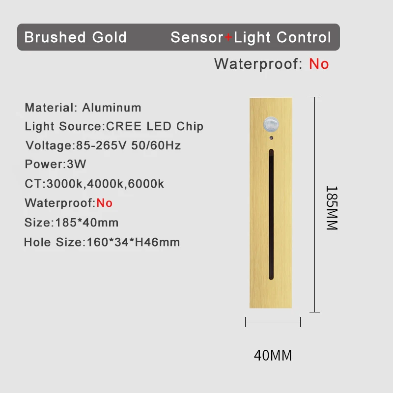 SANDIY Traplamp met bewegingssensor Wandlamp Inbouwtraplampen Beweging Dector Nachtlampen voor Gang Ladder Gangpad Badkamer Armatuur Menselijk Lichaam Inductie Traplamp 110v 220v 230v