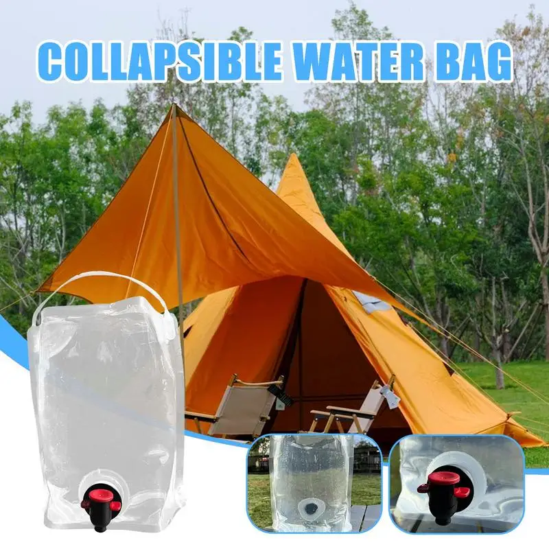 5.5L Portable Water Bag Folding Bucket Transparent Water Container Jug Bottle Pouch Outdoor Camping Water Bottle With Handle