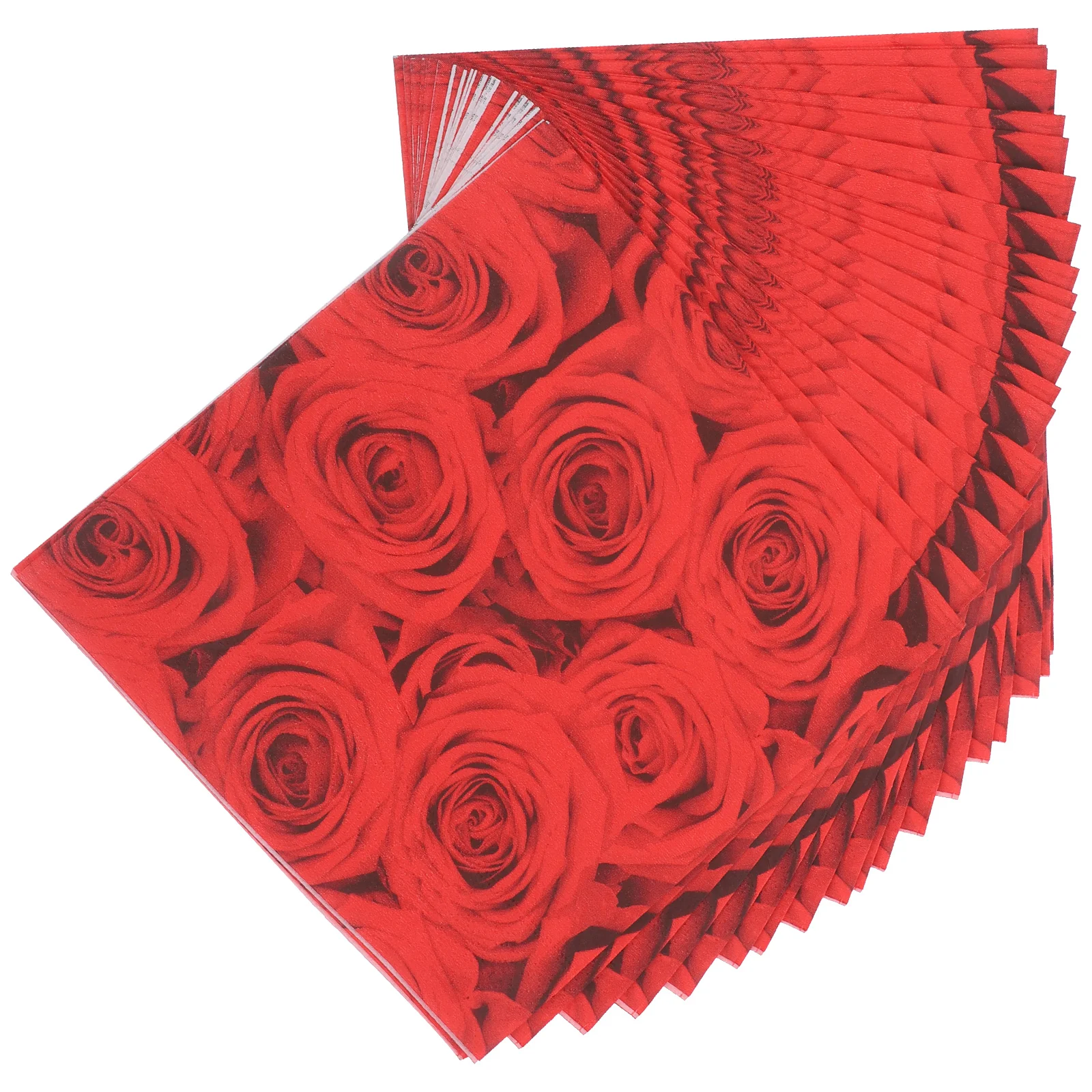 

20 Sheets Rose Pattern Napkins Disposable Party Supplies Paper Towel Decorate Red Color Premium Quality Absorbent