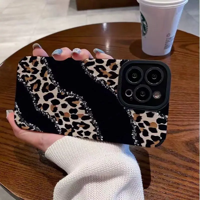 INS Brown Leopard Print Y2K Phone Case For Samsung Galaxy S25 S24 S23 S22 S21 S20 Note20 FE Plus Ultra 4G 5G Silicone Back Cover