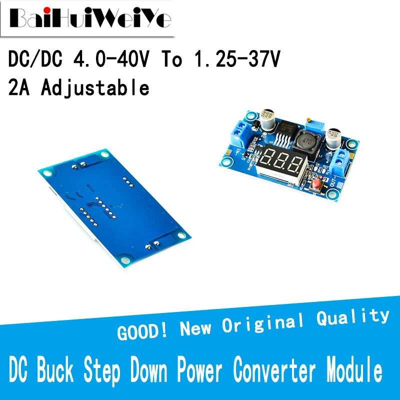 LM2596 DC Buck Step Down Power Converter Module DC/DC 4.0-~40V To 1.25-37V 2A Adjustable Voltage Regulator With LED Voltmeter
