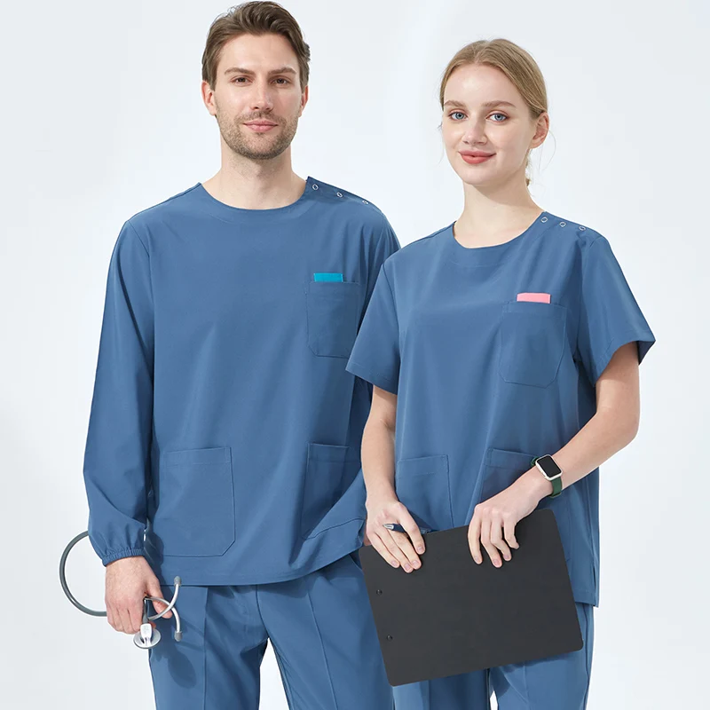 Cheap Medical Uniforms Stretch Quick Dry Nursing Scrubs for Vet Doctor Surgical Set Aesthetic Dentist Beautician Outfit S02