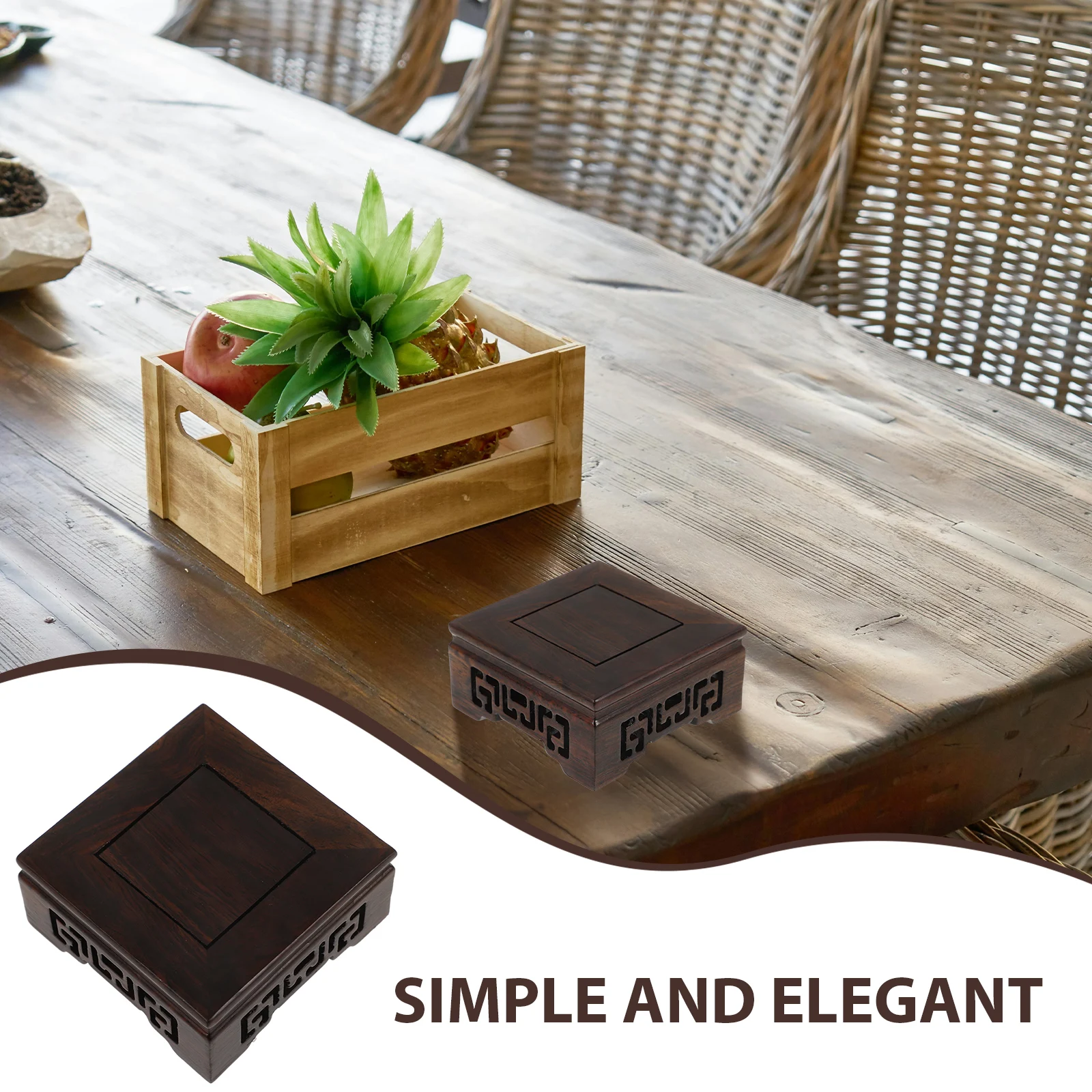 

Small Wooden Plant Holder Flower Pot Base Riser Bonsai Pot Stand Indoor Planter Display Stand Decorative Vintage Home Plant Rack