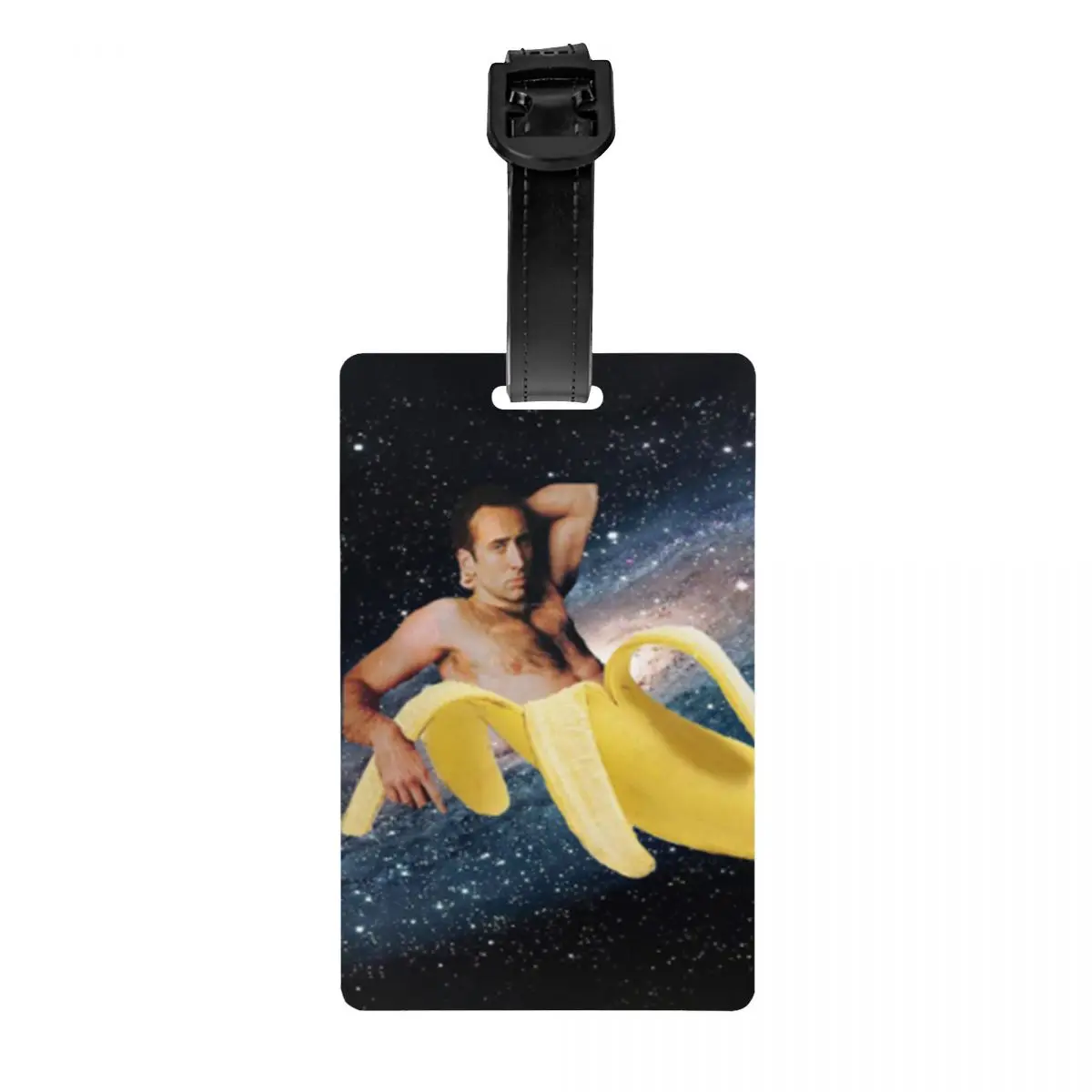 

Custom Nicolas Cage In A Banana Luggage Tag Privacy Protection Space Baggage Tags Travel Bag Labels Suitcase