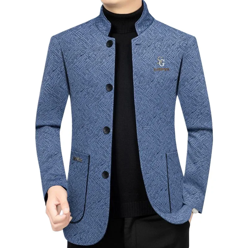 New Spring Autumn Men Stand-up Collar Blazers Jackets Man Business Casual Suits Coats High Quality Men Blazers Jackets Coats 4XL