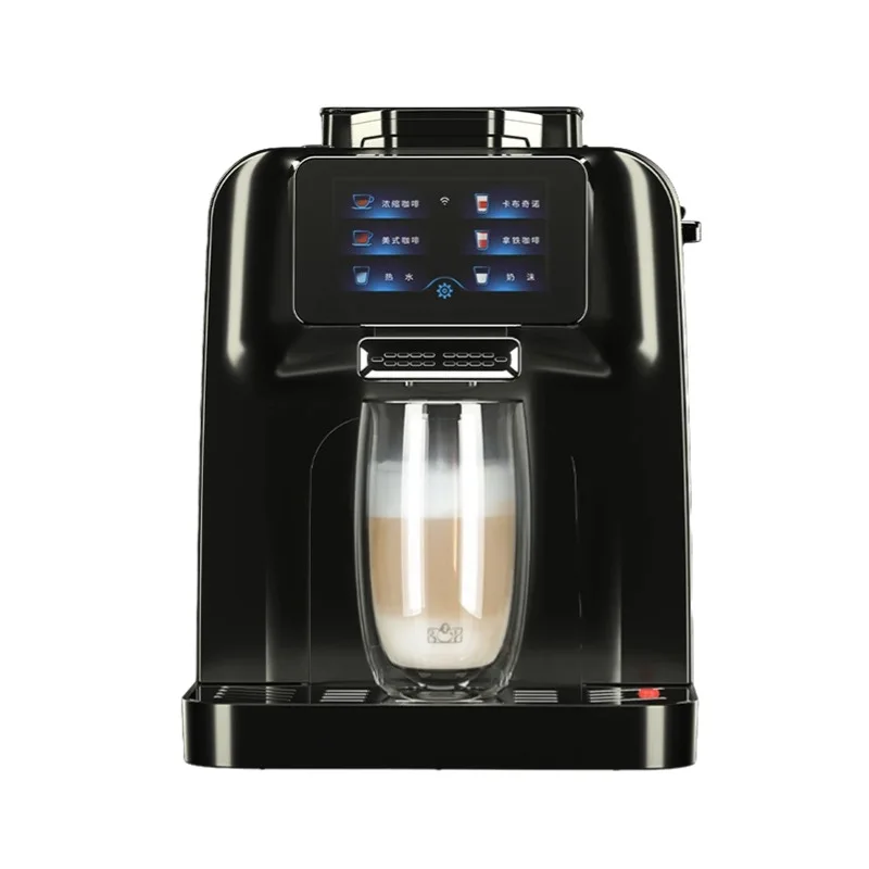 Smart touch screen espresso machine, built-in refrigerator, milk foam grinding integrated espresso machine