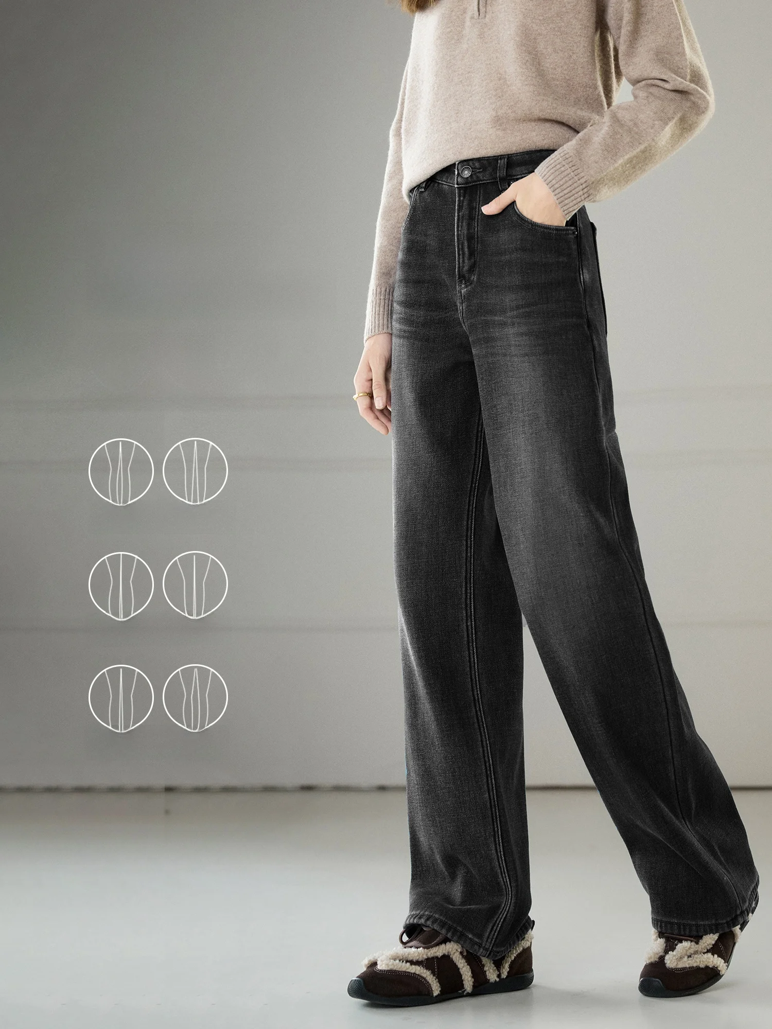 Klassieke rechte pijp Fce katoenen jeans met donsvoering, Philadelphia Cowboy-stijl, 3D-getailleerd, Brued Fini damesmode lente