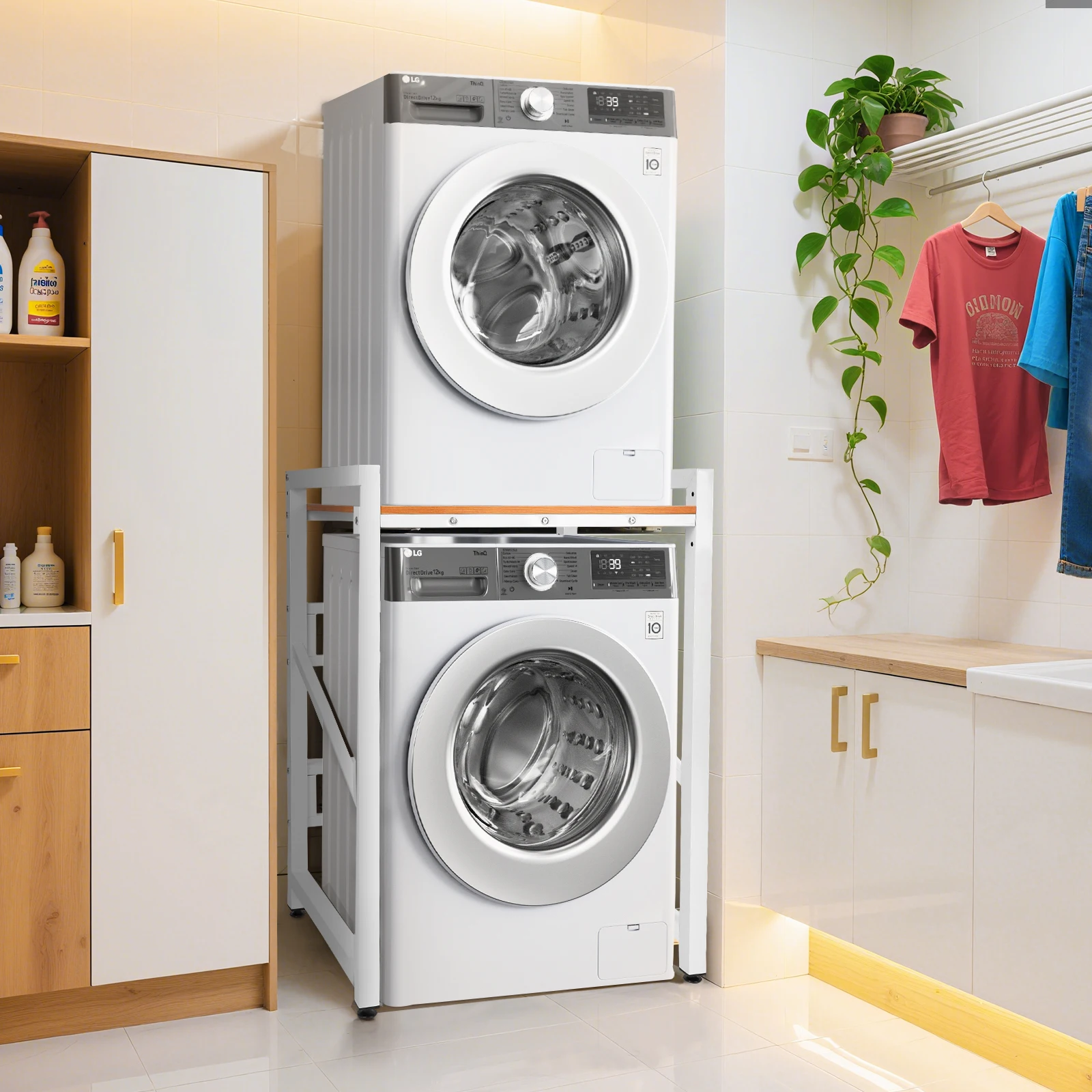 Grande étagère pour lave-linge, support de rangement réglable en hauteur sur la machine à laver, charge 350 kg pour lave-linge et sèche-linge