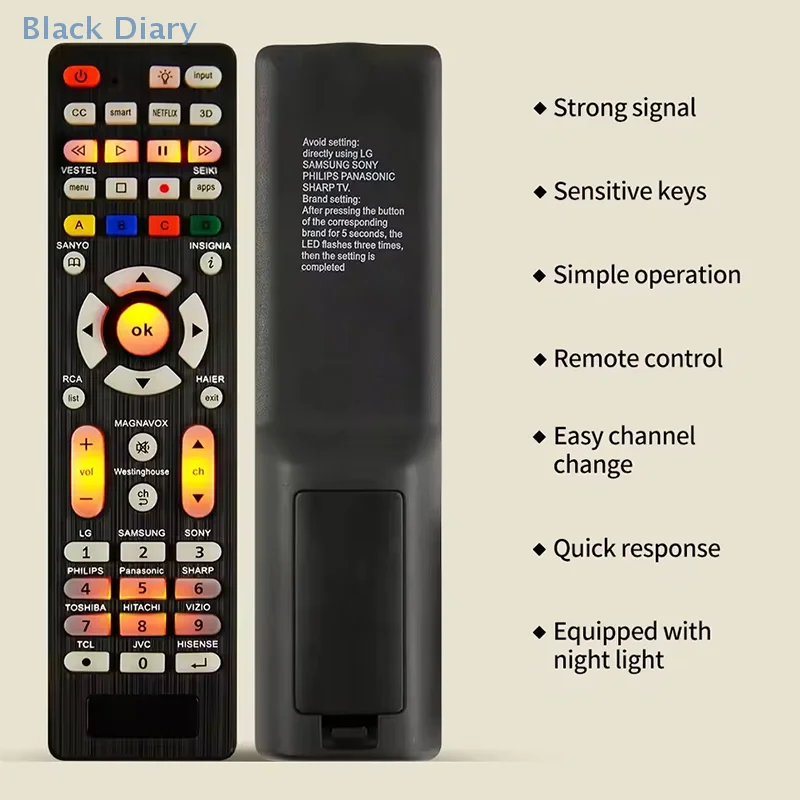 Universal RC-G008 Replcement Remote Control With Light In The Night For All Models And Brands TV Suitable For LCD TVs