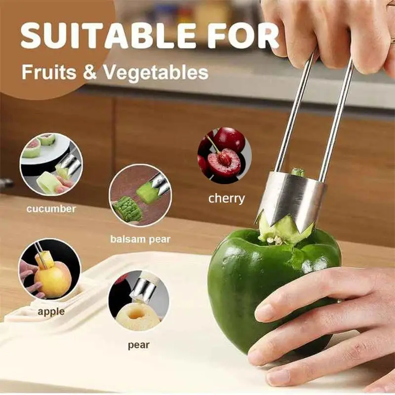 Stainless Steel Corers Portable Core Remover Fruit And Vegetable Core Extractor Kitchen Tools For Pitting Chili Peppers Melons