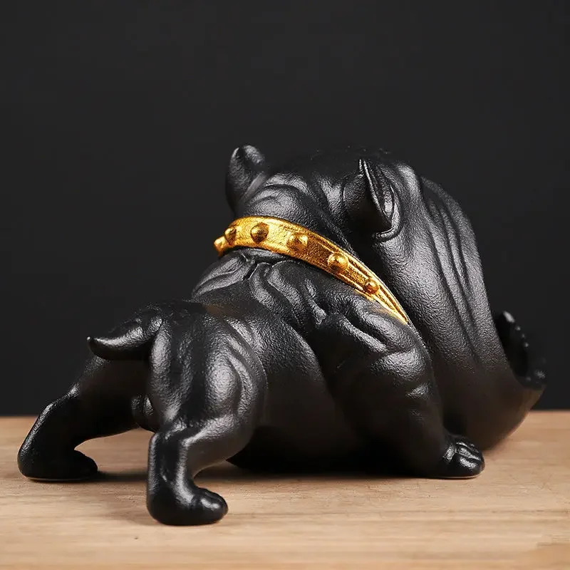 Creative Matte Black Ceramic Ashtray Cartoon Animal Big Mouth Dog Ashtray Windproof Car Desktop Storage Box Birthday Gift Decor