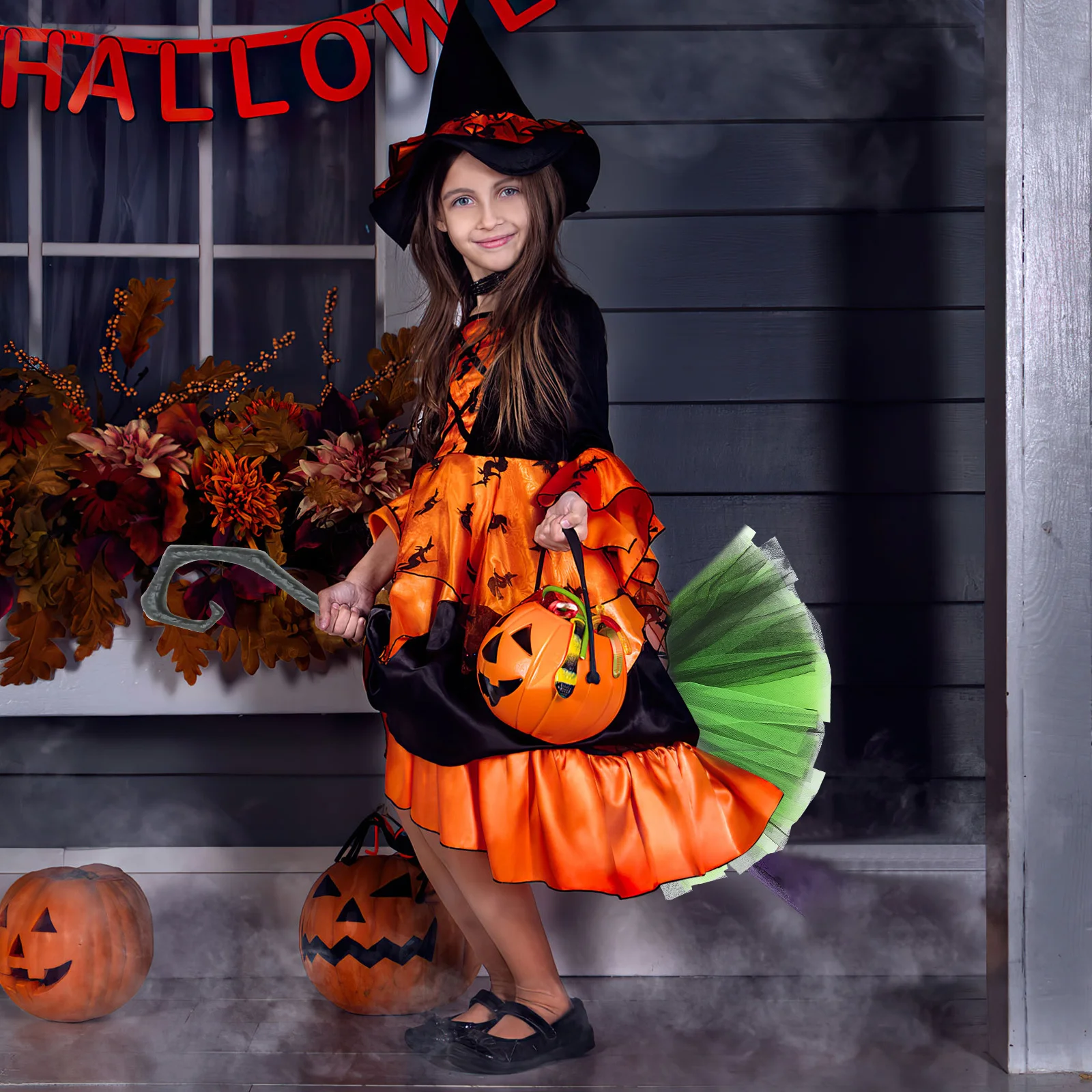 

Halloween Detachable Witch Broom Prop Lightweight Durable Plastic Cosplay Party Decoration Witch Costume Accessory