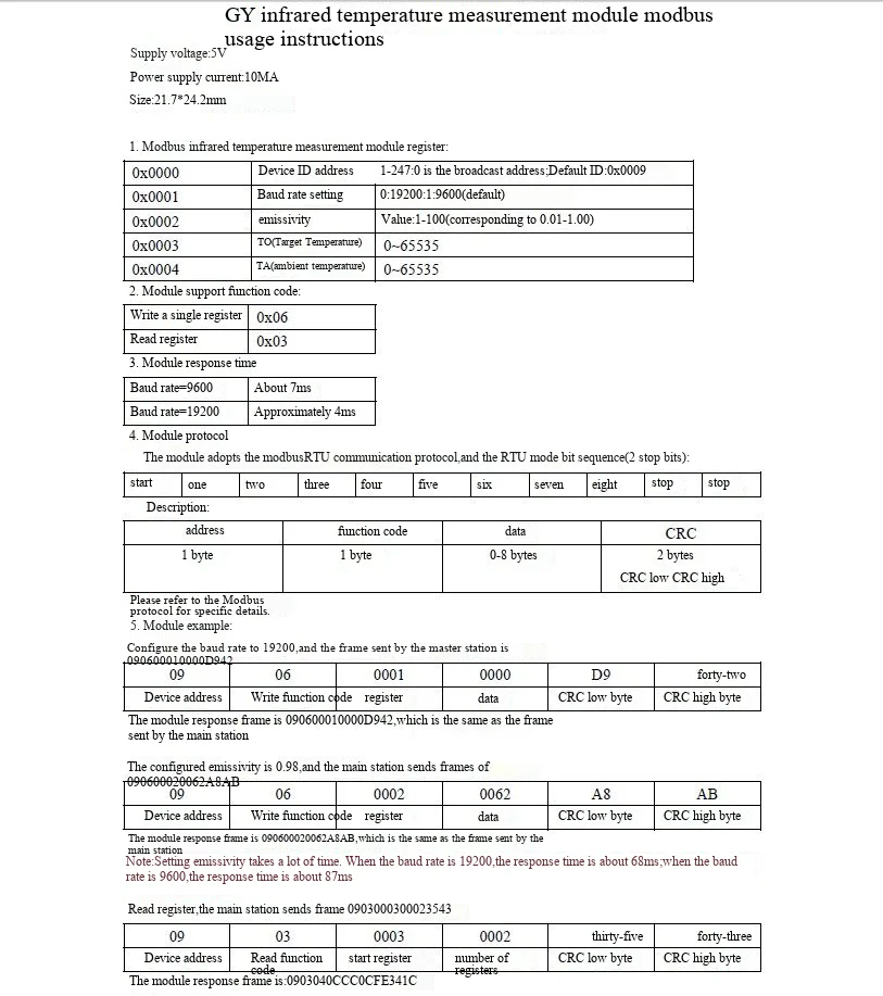 GY Modbus BCC/BCI RS485 berührungsloses Infrarot-Temperaturmessmodul mit Modbus-Ausgang – Detail 3