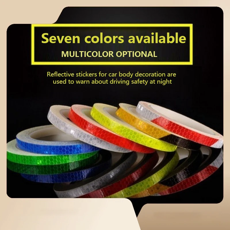 1cmx8m Bike Stickers Reflective Tape Fluorescent MTB Bicycle Strips Cycling Tapes For Bicycle Helmet Motorcycle Scooter