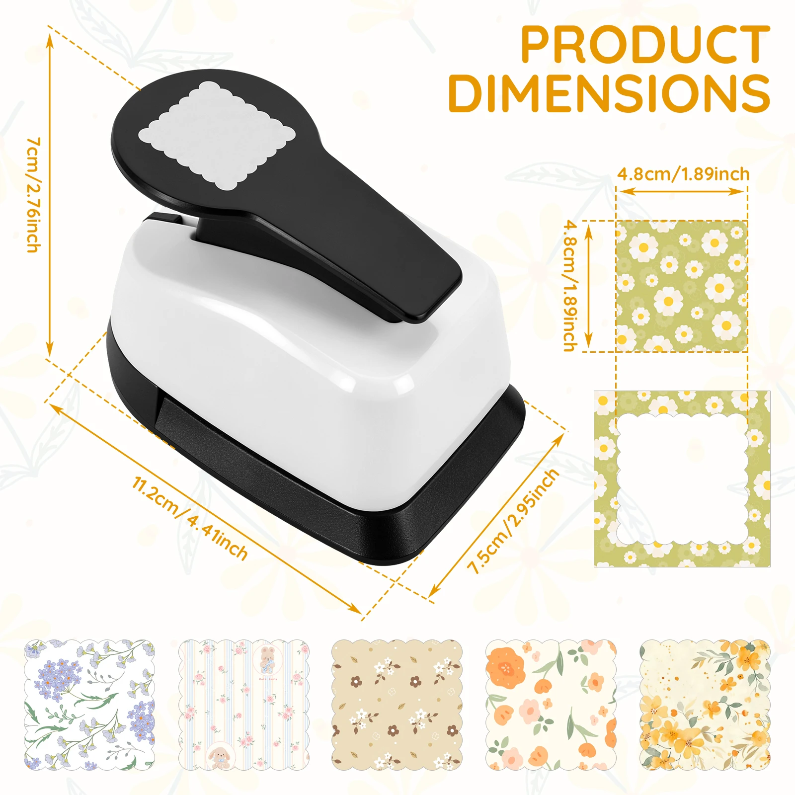 DIY Stamp Puncher Square Scalloped Lace Edge Paper Punch Craft Tool Lever Action Craft Paper Punch for Scrapbooking Cards Making
