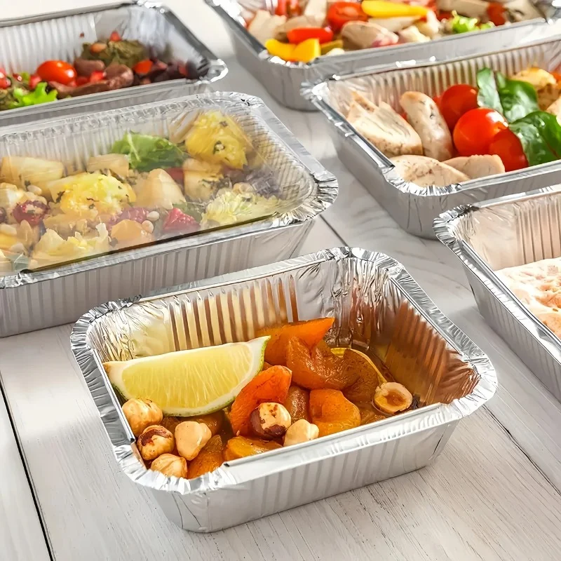 20/40PCS Aluminum Foil Trays Non-Stick Baking Pans Food Grade BBQ Bowl For Air Fryer Oven Baking Cooking Kitchen Tools view 4