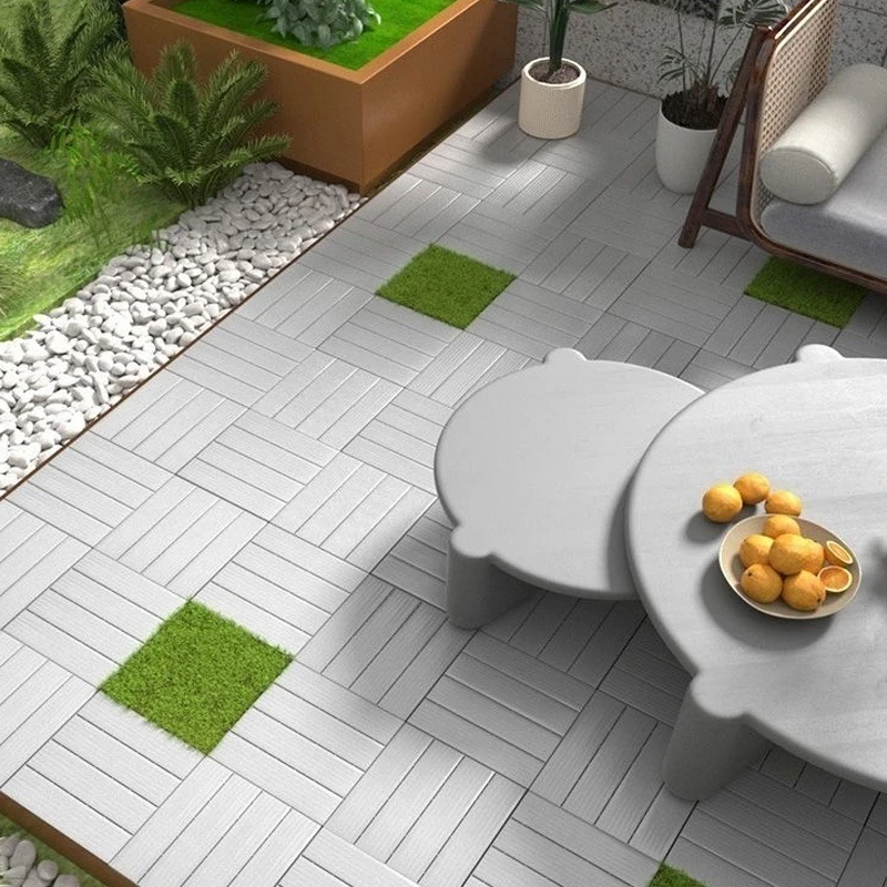 Telas de deck interligadas de plástico de madeira reciclável resistente DIY piso interno e externo à prova d'água
