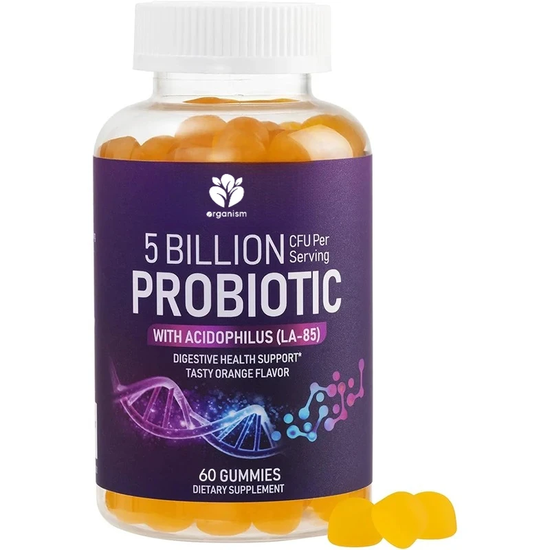 

Probiotic gummies -6 daily supplements, natural digestive health, intestinal support, orange flavor -60 capsules