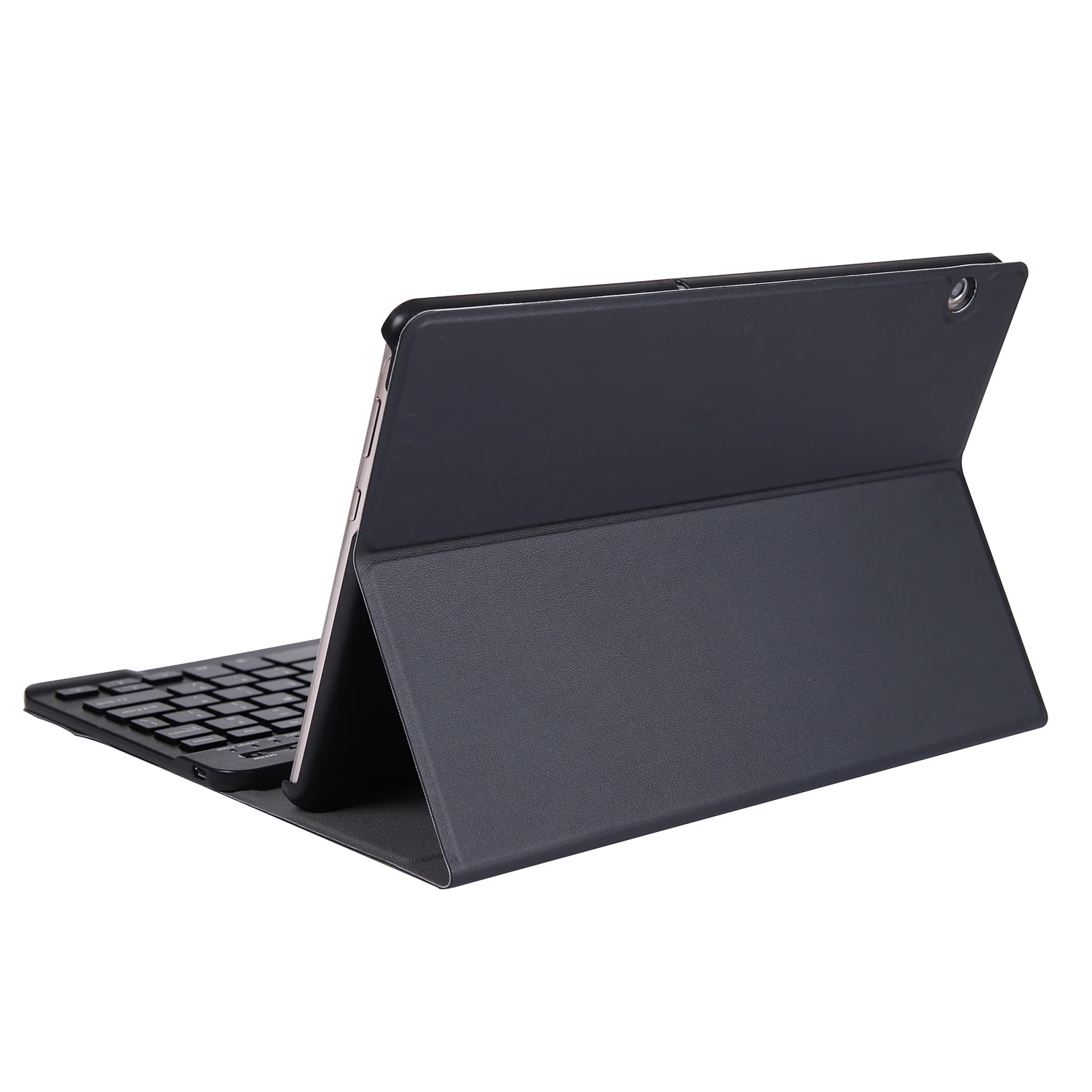 A0T5 Detachable Tablet Bluetooth-compatible Keyboard with Leather Case for Huawei Honor Pad 5 10.1/MediaPad T5 10.1 - Black
