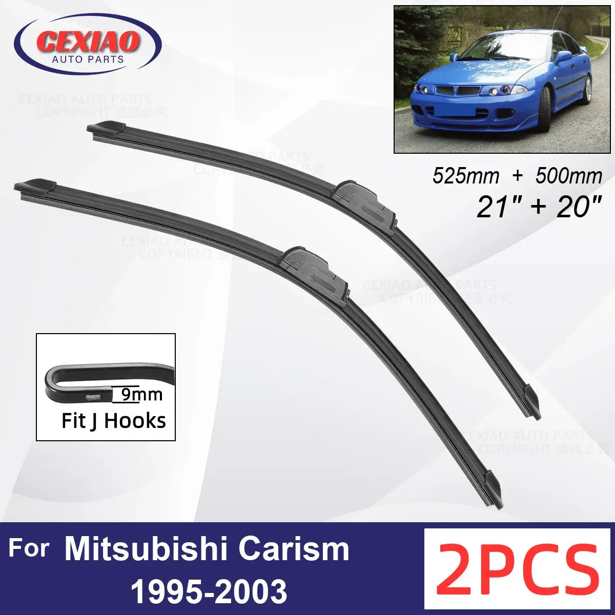 

Car Wiper For Mitsubishi Carism 1995-2003 Front Wiper Blades Soft Rubber Windscreen Wipers Auto Windshield 21"+20" 525mm + 500mm