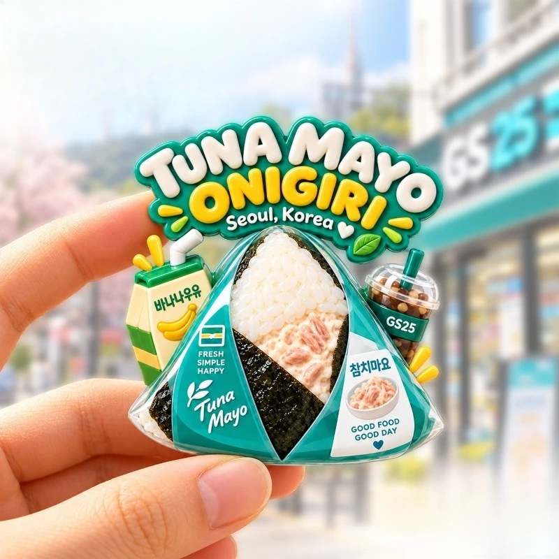 Seoul Tuna Mayo Rice Ball Fridge Magnet - Cute 3D Korean Souvenir Unique Foodie Gift for Travel & Kitchen Decor