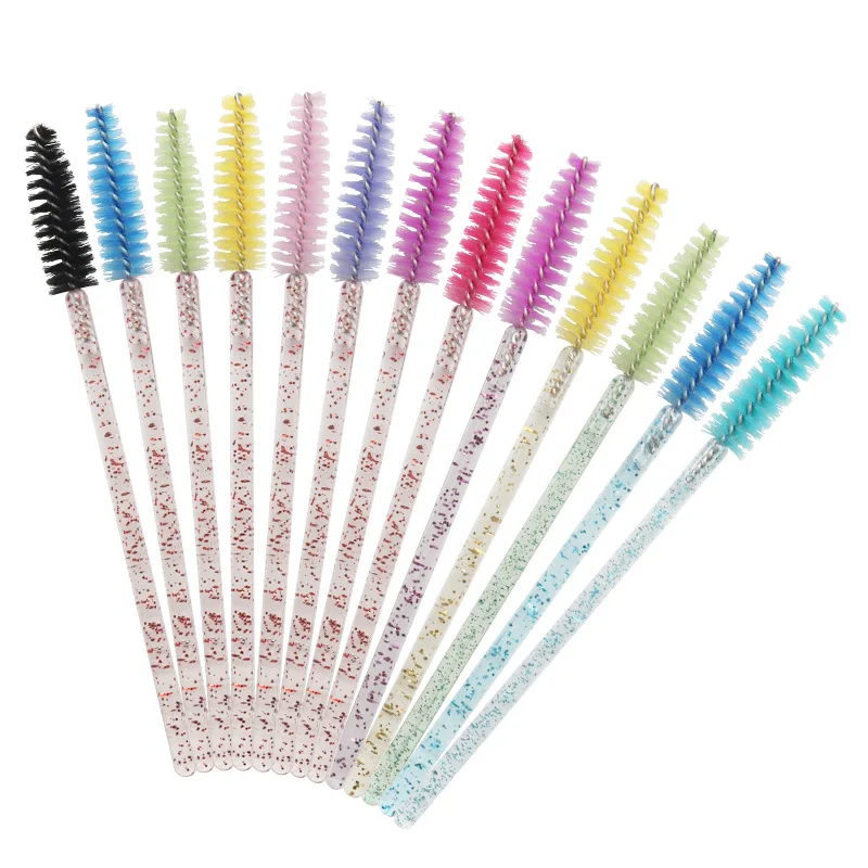 50 Stuks Wegwerp Nylon Mascara Wands Crystal Wenkbrauw Spoelies Borstel Wenkbrauw Kam Voor Wimper Extensions Roze Lash Borstels