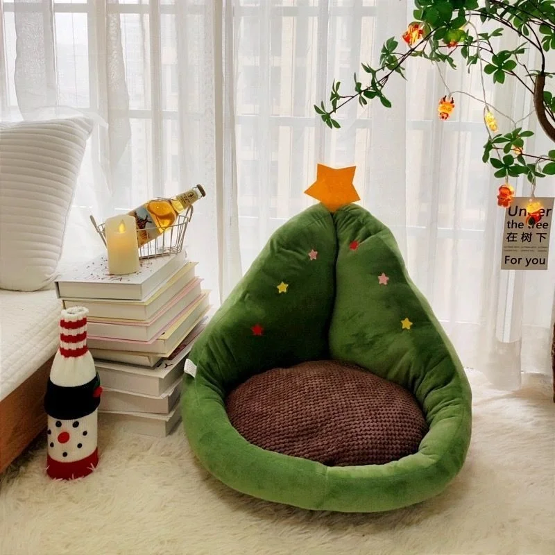 Floor Seat Cushion Plush Backrest Pillow Christmas Tree Shape Green Star Tatami Sitting Pad Balcony Bay Window Bedroom