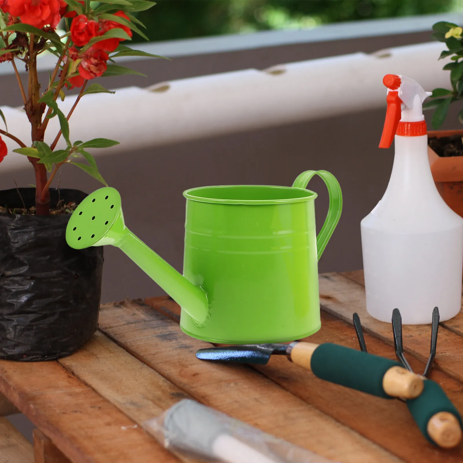 2Pcs Stylish Candy-Colored Iron Watering Can Handcrafted Garden Watering Jug Versatile Flower Display Bucket Indoor Outdoor Vase