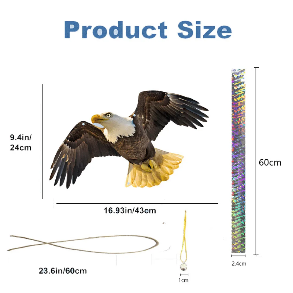 Outdoor Garden Decoration Acrylic Eagle Pendant Realistic Bird Deterrent Craft For Backyard Balcony Tree Decor