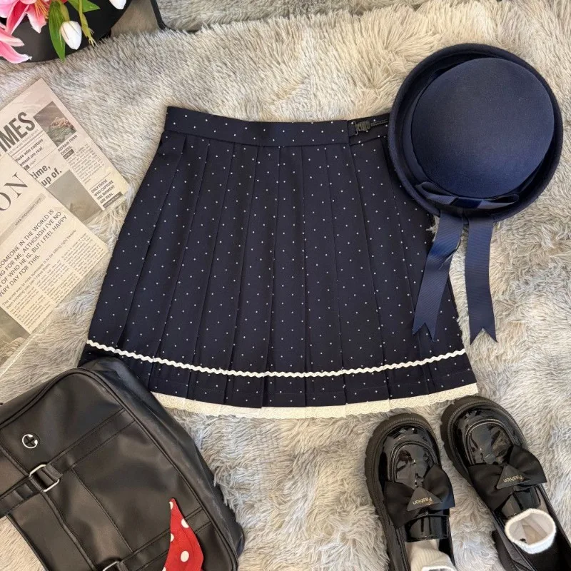 Pleated Skirts Women's Clothes Chic Japanese Jupe 2026 Faldas Mujer De Moda Vintage Polka Dot Cute Saia Sweet Summer Mini Skirt