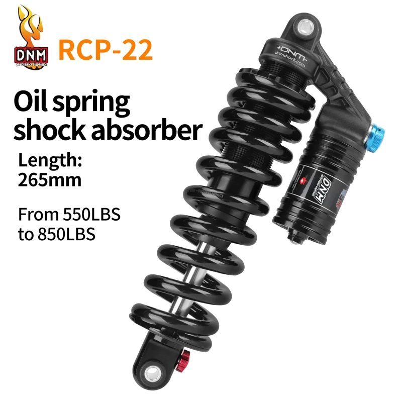 

DNM RCP22 265mm Mountain Bike Shock Absorber AM/FR/DH Rear Shock Absorber Spring Gradient Pound Number 550LBS 850LBS