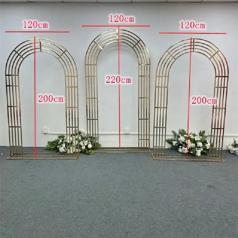 3/5 Stück goldener schmiedeeiserner Blumenbogen für Hochzeiten, Party- und Event-Hintergrunddekoration, gebogener Metallbogenständer – Detail 13