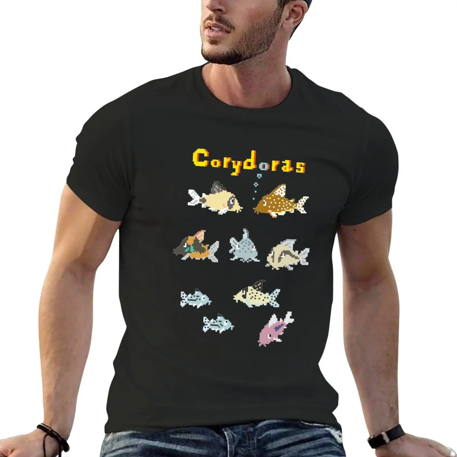 Pixel art corydoras T-Shirt custom shirt customs design your own mens graphic t-shirts pack