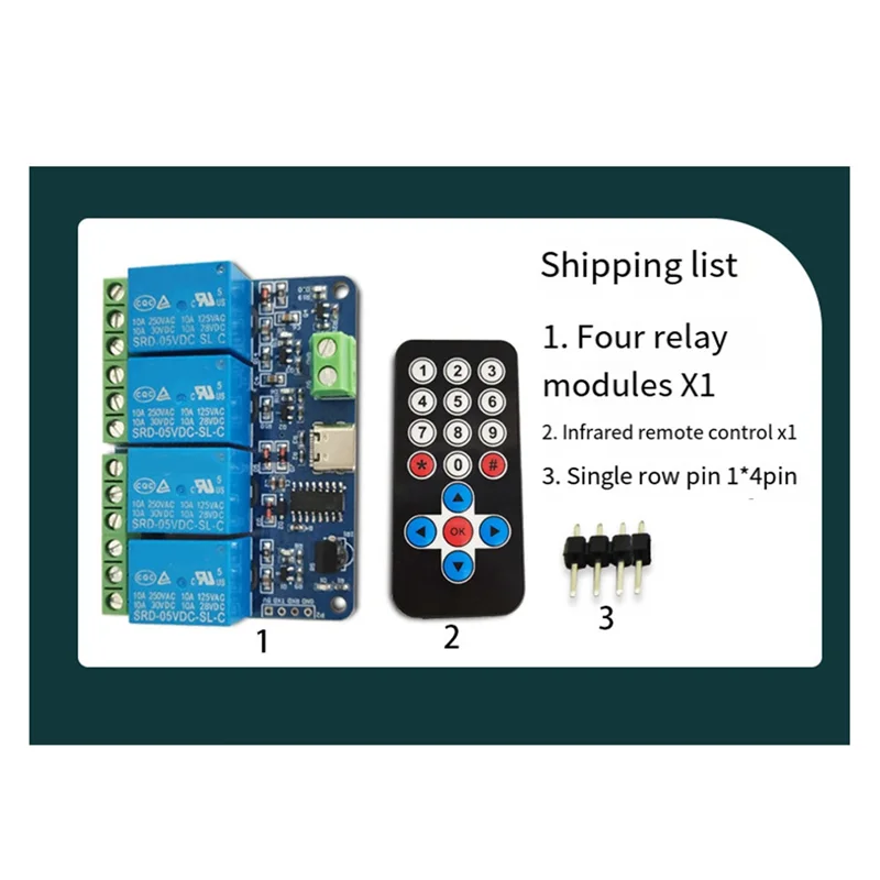 Y43A-Infrared Wireless Remote Control Switch Self-Locking Tap Interlock Multi-Function Convenient 4-Way Relay Module Easy To Use