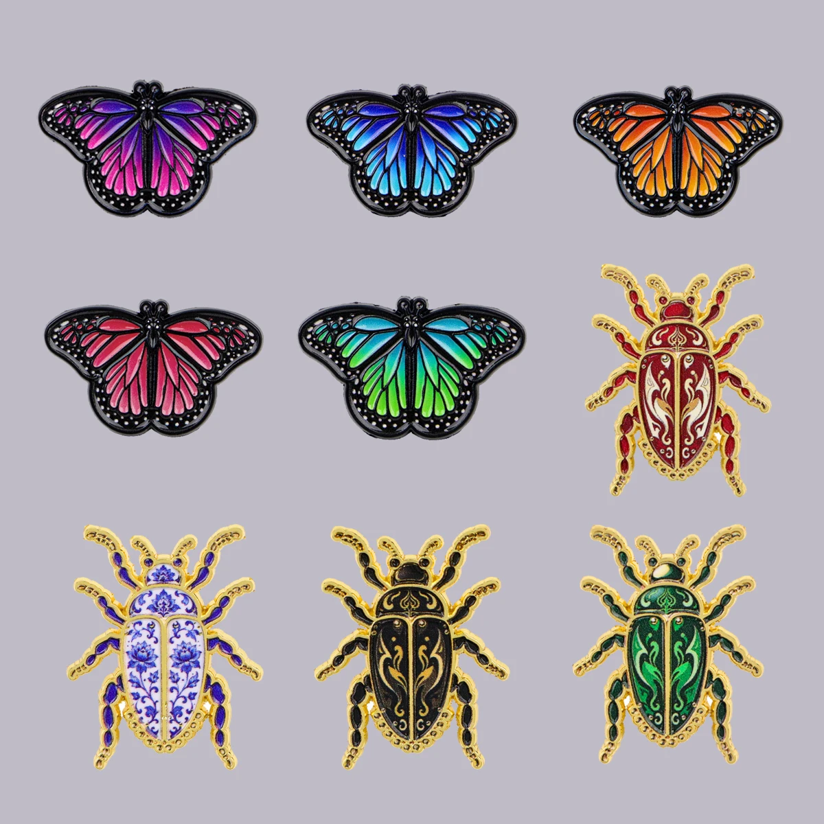 Butterfly Scarab Beetle Enamel Pin Vintage Insect Brooches For Lapel Pins Badge on Backpack Clothing Accessories Jewelry Gifts
