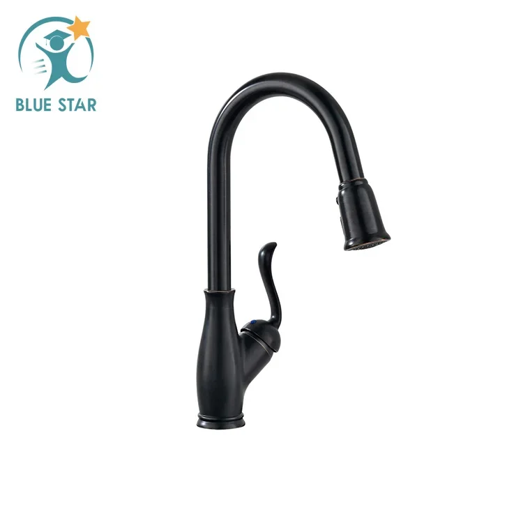 YYHC-Pull Down Kitchen Sink Faucet Hot and Cold  Commercial Spring Sale Black Cheap OEM Ceramic Style Brass Lead Surface Gra