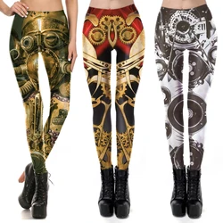 [You're My Secret] Women Leggings Vintage Punk Gear Printing Gothic Style Yoga Pants High Waist Energy Workout Leggings Trousers