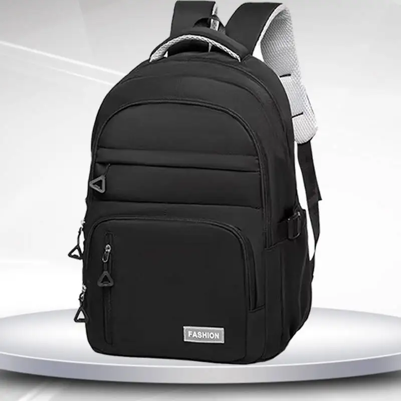 Neutral Color Backpack For Men And Women, Pure Color, Suitable For Students' Travel And Outings. Multi-layered Zipper Design.