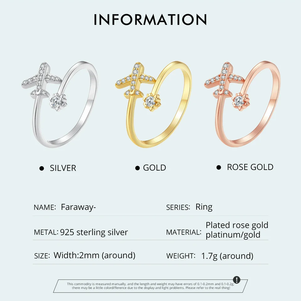 خواتم للنساء من WOSTU عيار 925 مصنوعة من الفضة الإسترليني والذهبي الوردي والذهبي عيار 18K مناسبة كهدية للحفلات