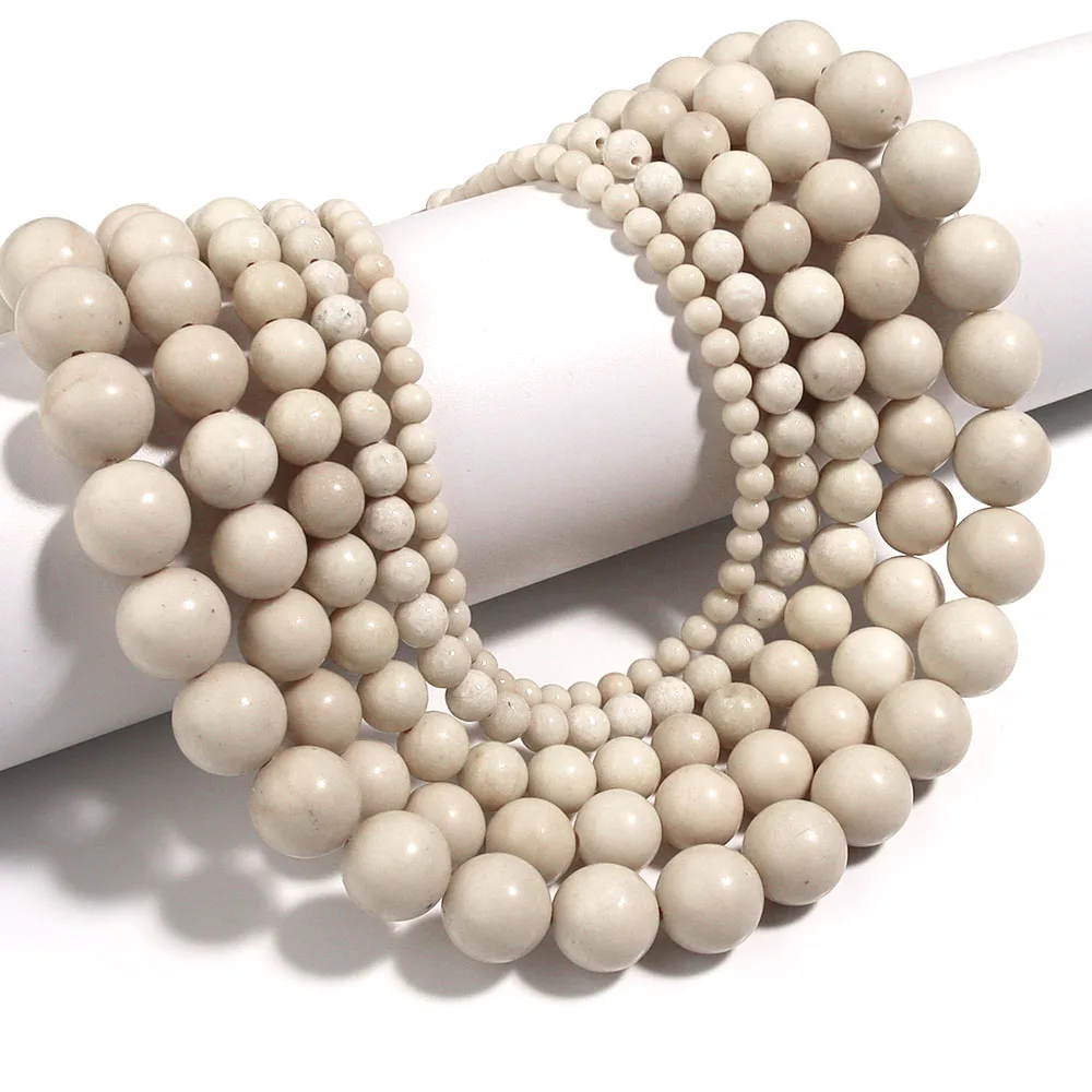 1 Strand 4/6/8/10/12mm Round Fossil Beads Loose Natural Stone Bead For Jewelry Making DIY Bracelet Necklace Accessories